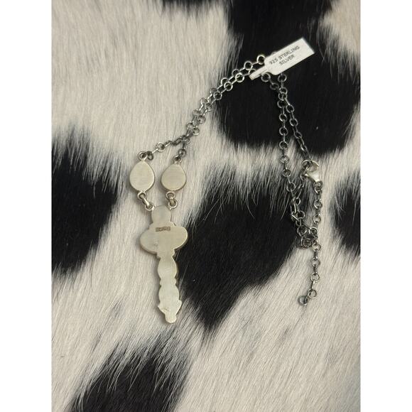 Native American Sterling Silver Multistone Red Rose Dahlia Lariat Necklace 18” - Picture 5 of 11